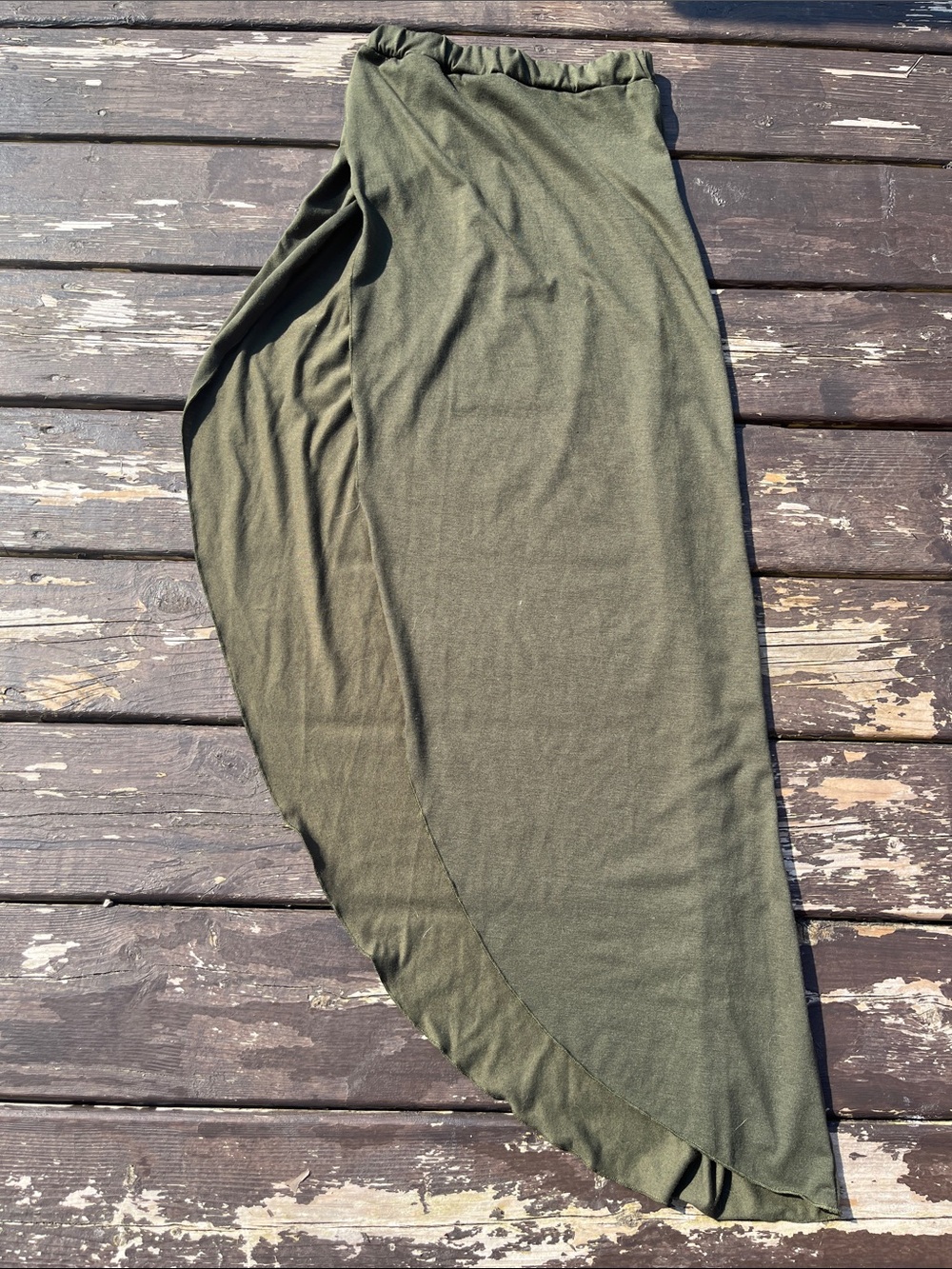 Olive green asymmetrical swim coverup skirt